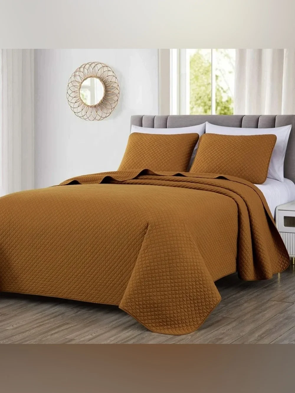 Quilted Bedspread Set king 3 piece 100% cotton